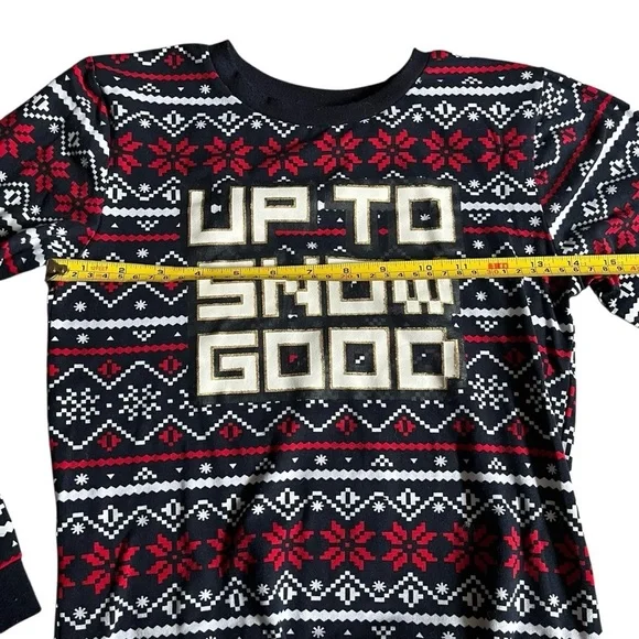 Boys Holiday Pajama Set Size 10 Winter – Red Navy Fair Isle Christmas PJs - Picture 4 of 8